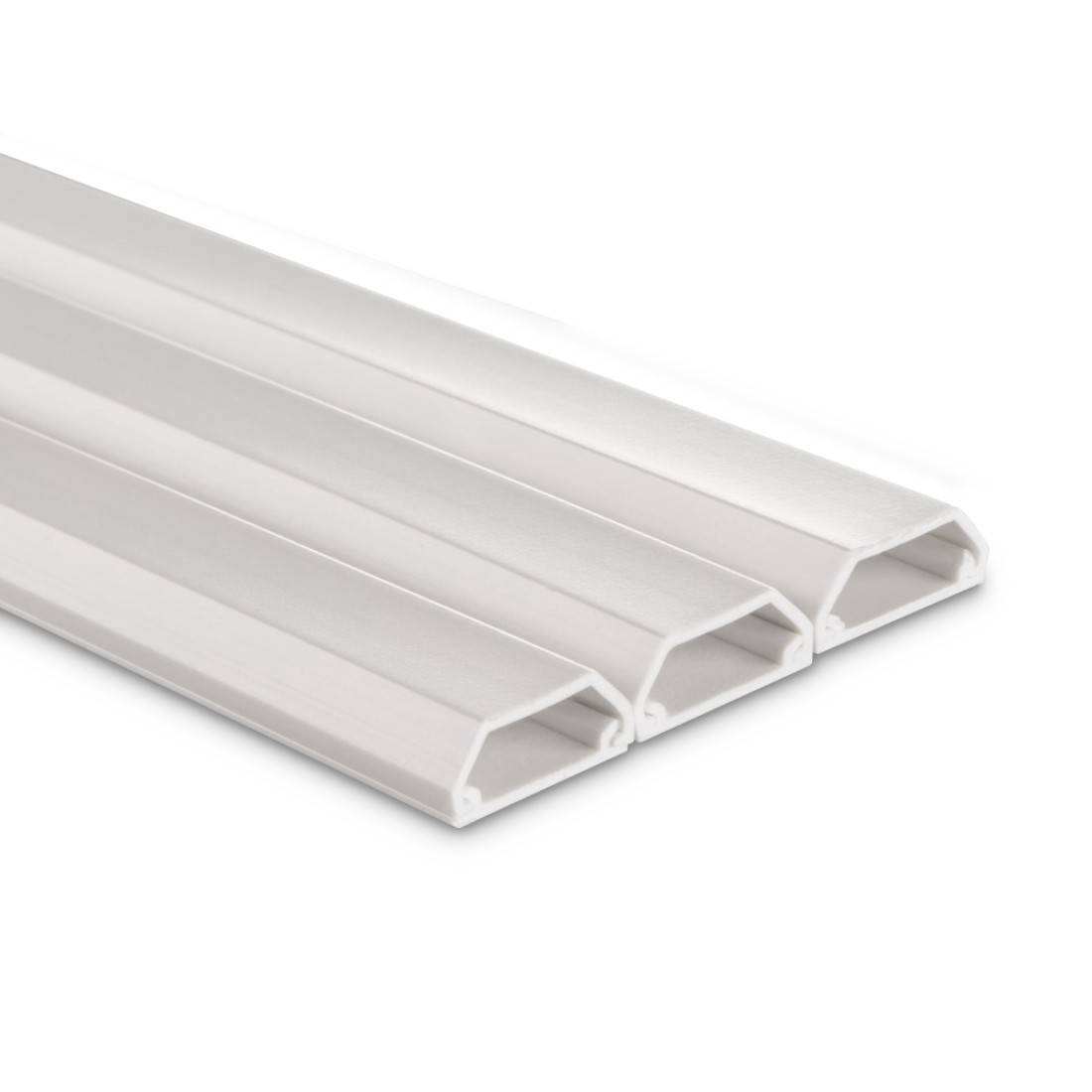 hama 00220981 Kabelkanal, 3 Stück, selbstklebend, eckig, 100 x 2,1 x 1 cm, PVC, Weiß-0