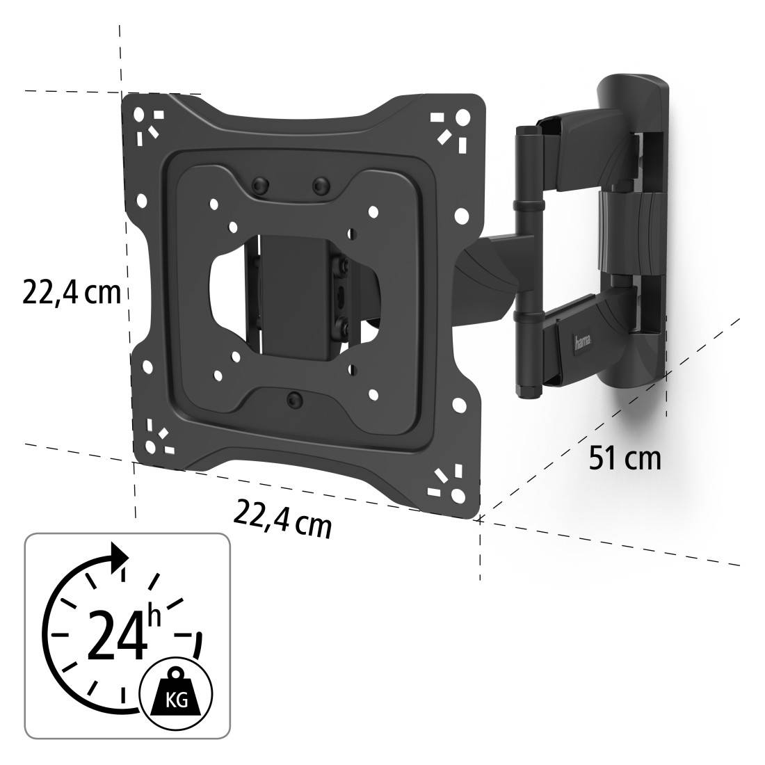 hama 00220865 TV-Wandhalterung, schwenkbar, neigbar, Diebstahlschutz, 122 cm (48"), 25 kg-2