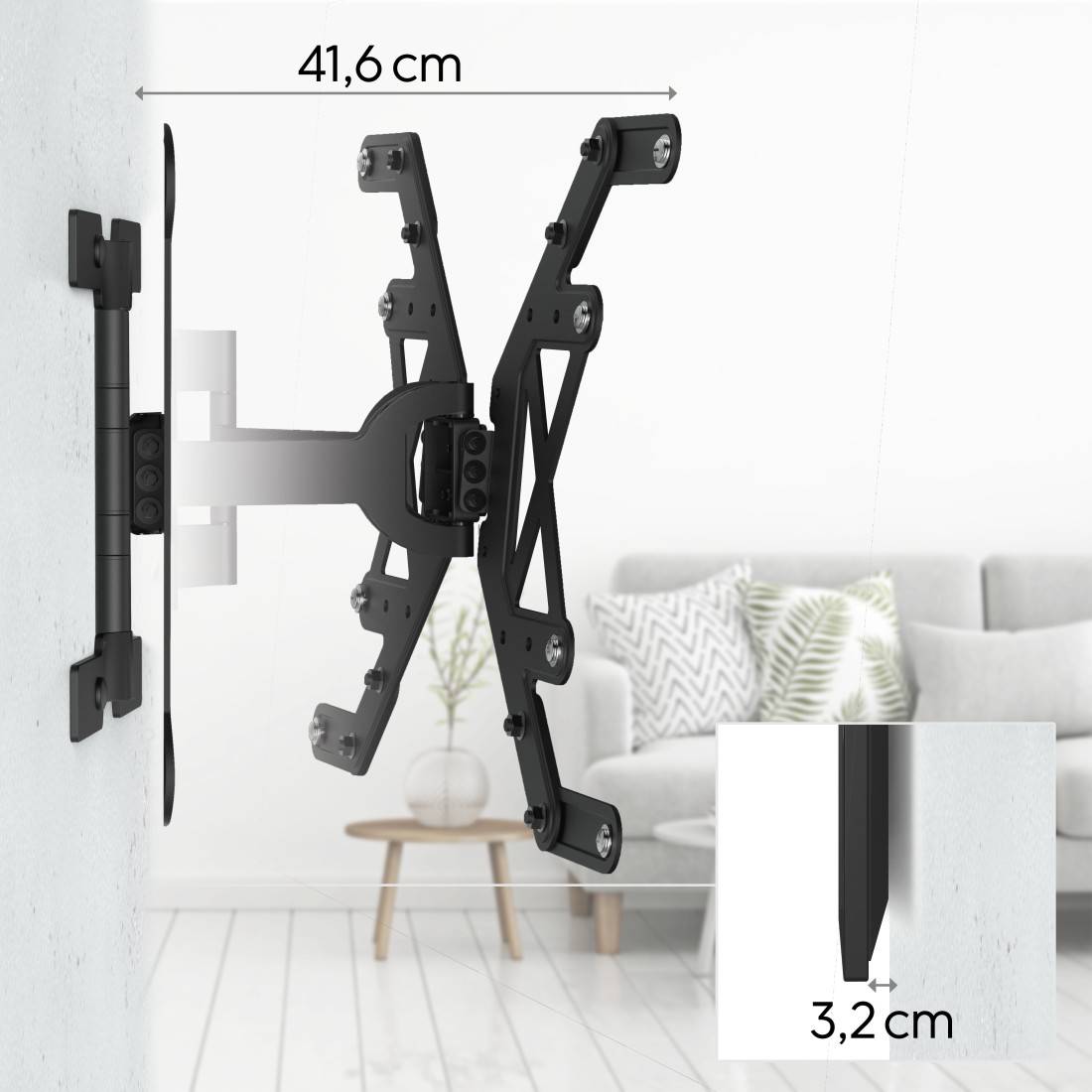 hama 00220850 TV-Wandhalterung, schwenkbar, neigbar, extra flach, 229 cm (90") bis 40 kg-3