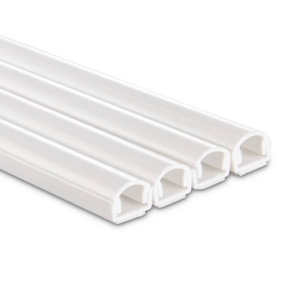 hama 00220980 Kabelkanal, 4 Stück, selbstklebend, halbrund, 100 x 1,1 x 1 cm, PVC, Weiß