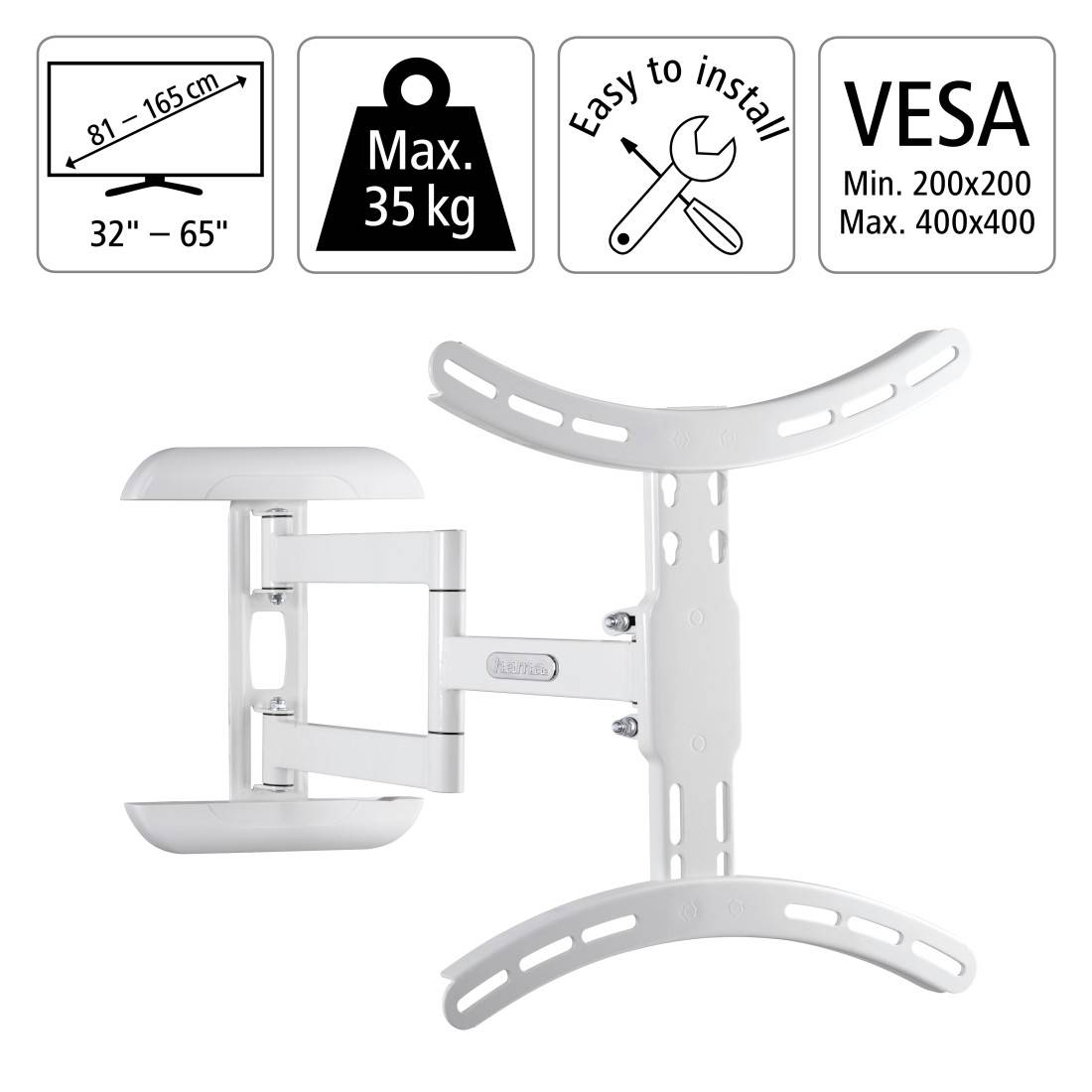 hama 00220835 TV-Wandhalterung, schwenkbar, neigbar, ausziehbar, 165 cm (65") bis 35 kg-1