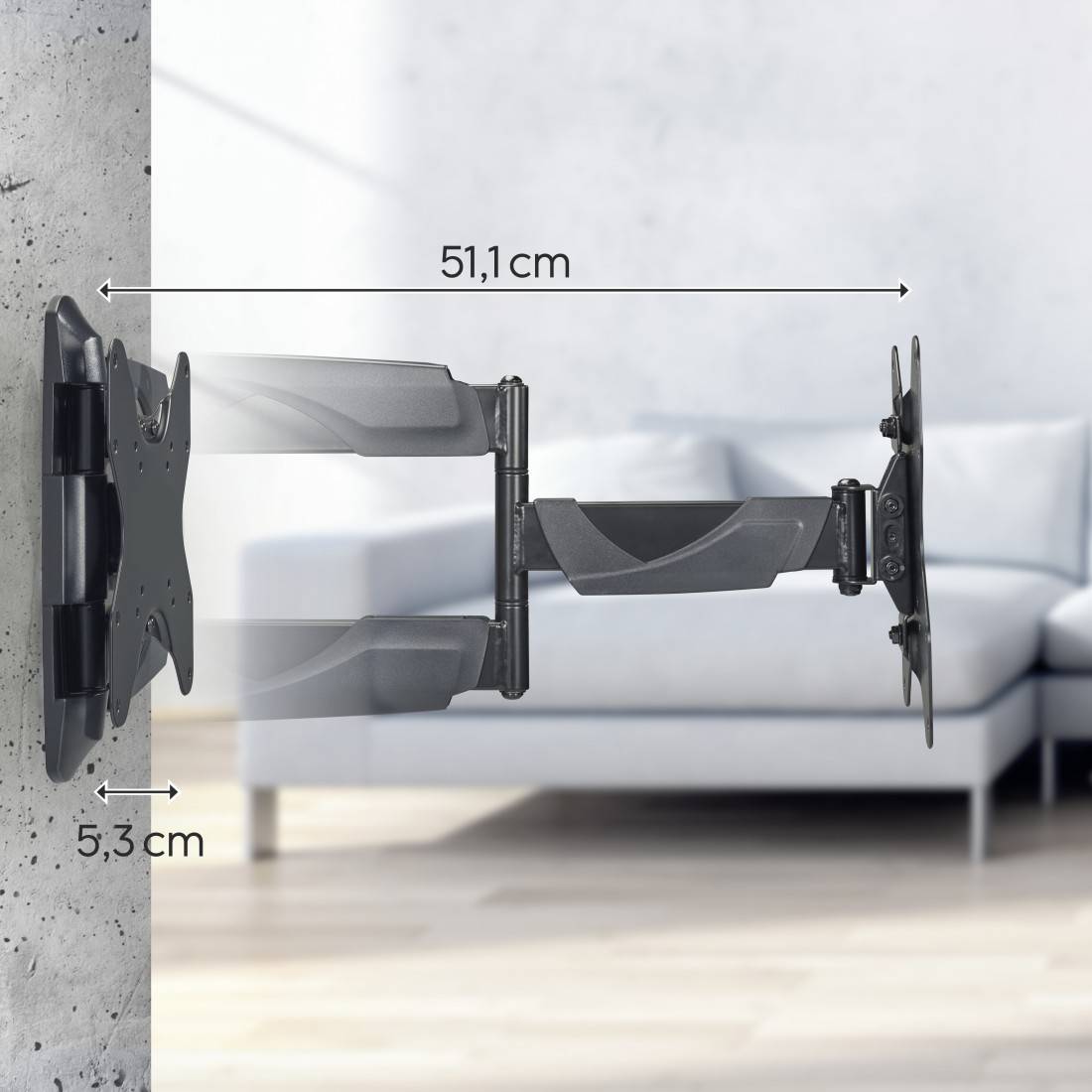 hama 00220827 TV-Wandhalterung, schwenkbar, neigbar, ausziehbar, 122 cm (48") bis 35 kg-3