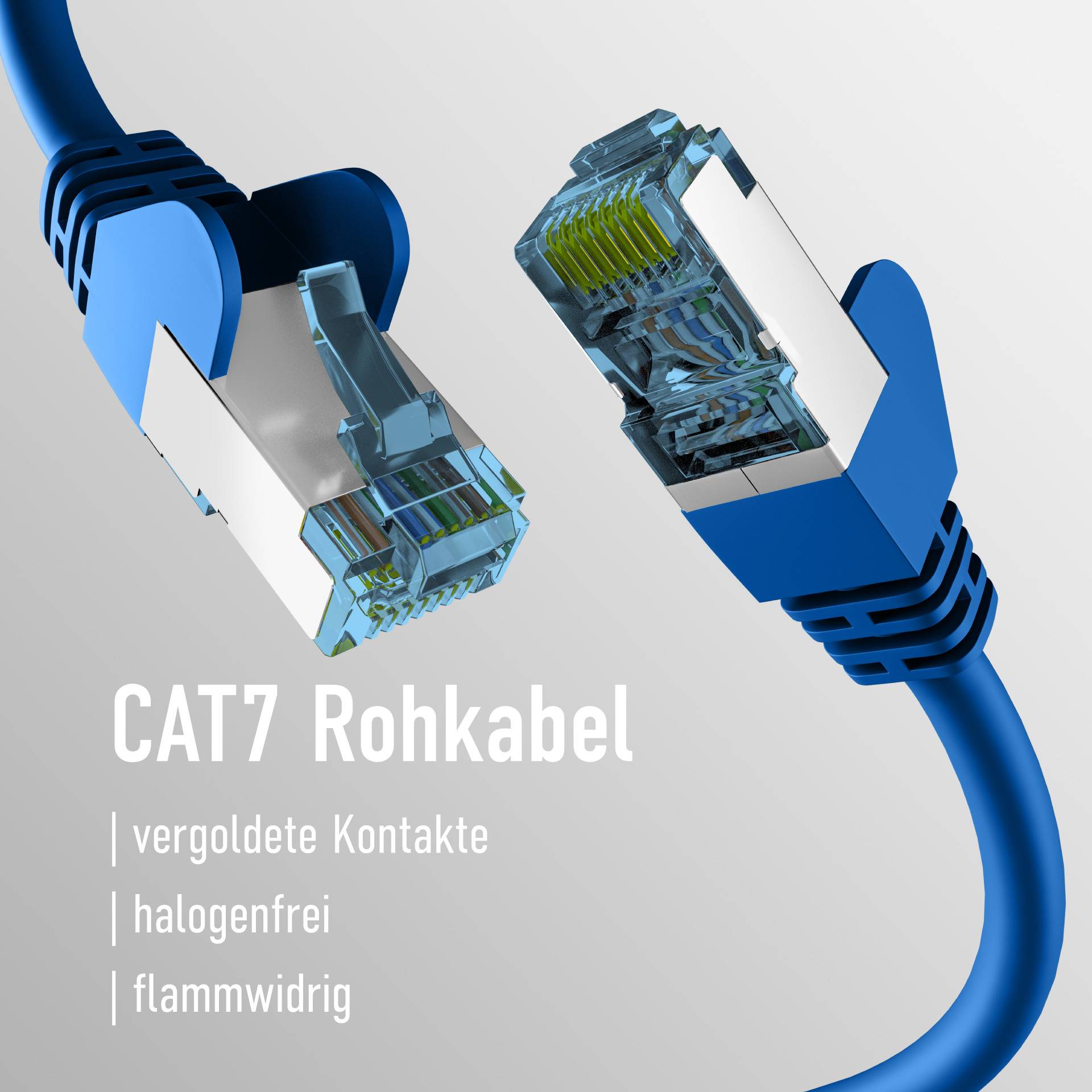 RJ45 PATCHKABEL mit CAT7 ROHKABEL BLAU 0,5m, S/FTP PIMF Netzwerkkabel LAN DSL Ecommerce Patchkabel-2
