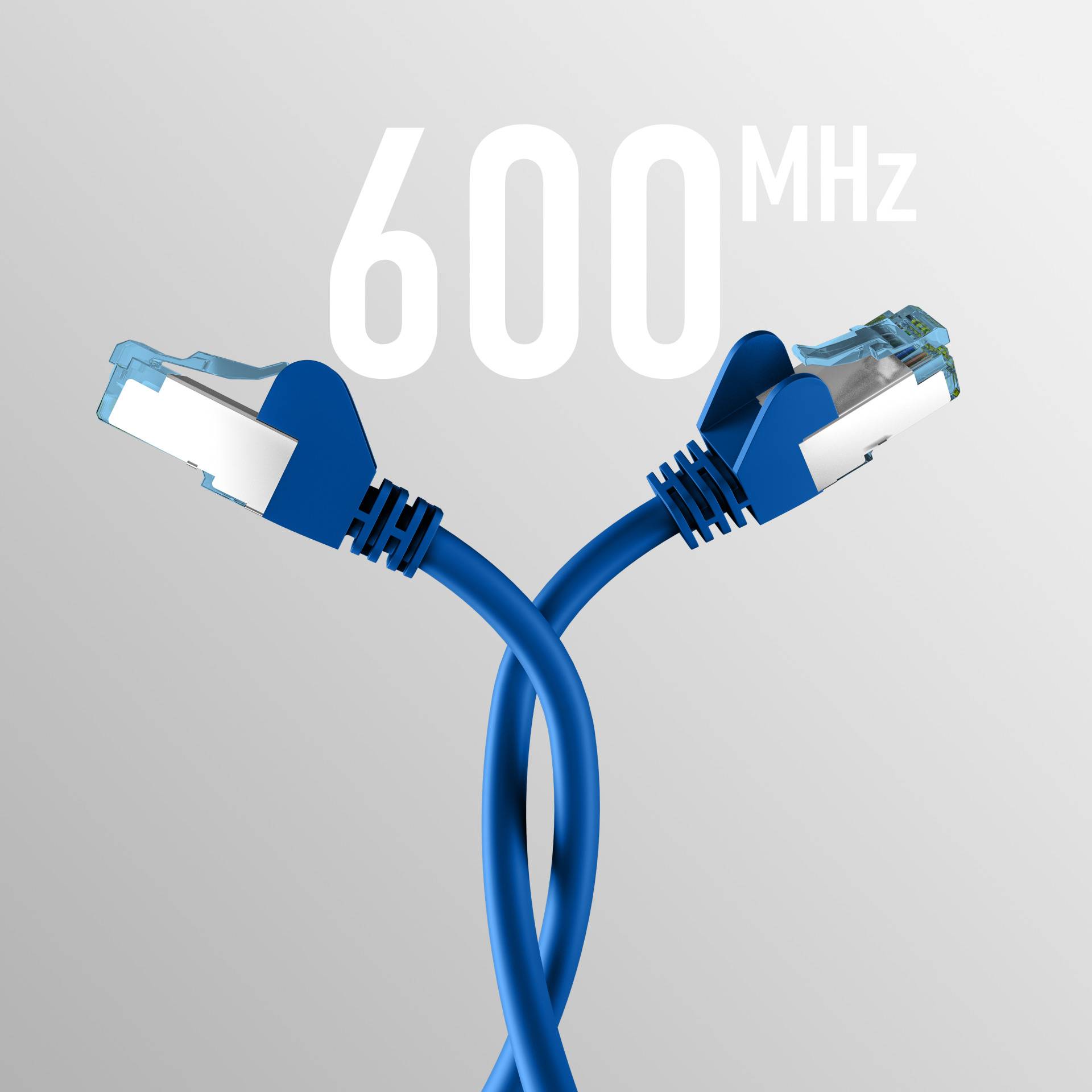 RJ45 PATCHKABEL mit CAT7 ROHKABEL BLAU 0,5m, S/FTP PIMF Netzwerkkabel LAN DSL Ecommerce Patchkabel-4