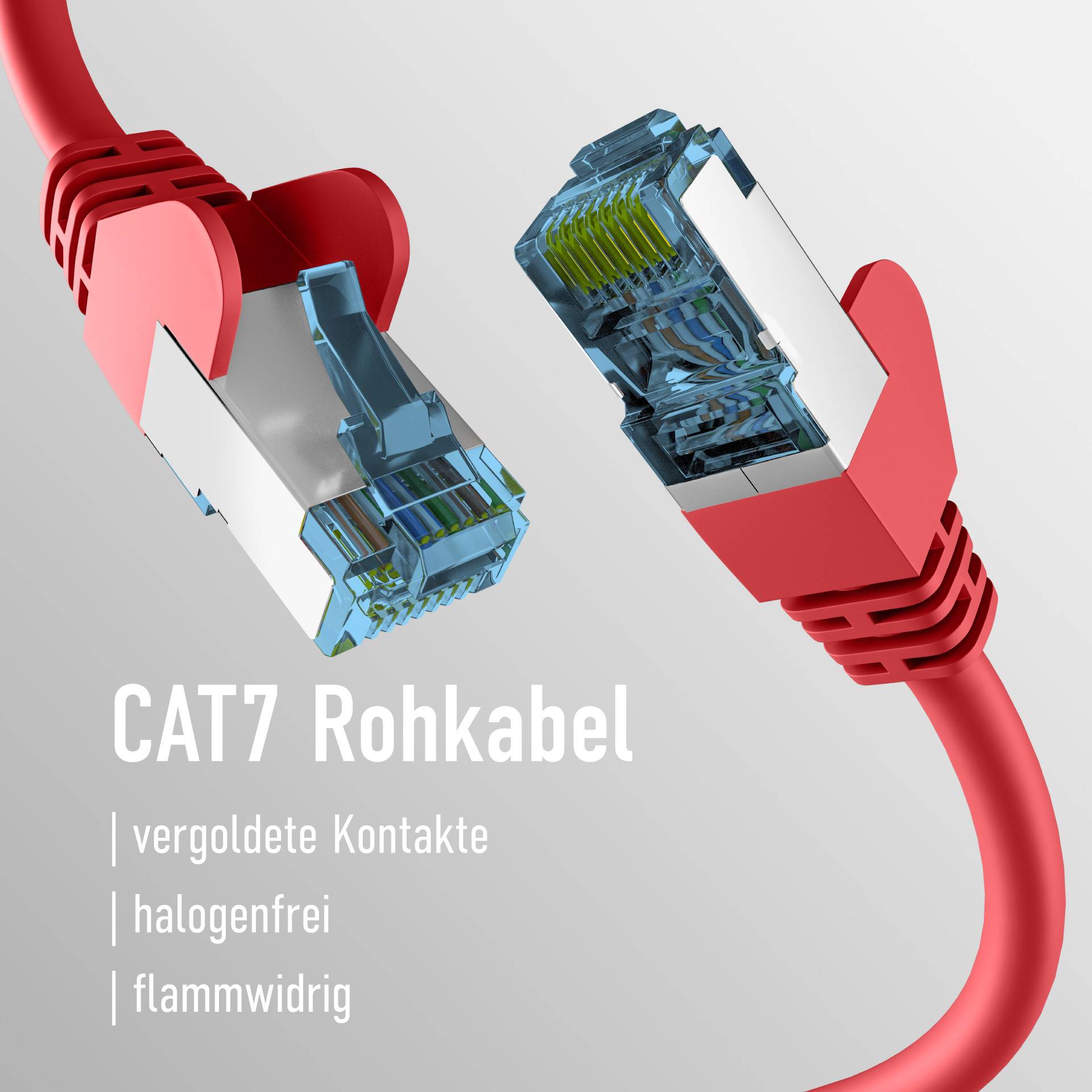 RJ45 PATCHKABEL mit CAT7 ROHKABEL ROT 20m, S/FTP PIMF Netzwerkkabel LAN DSL Ecommerce Patchkabel mit-2