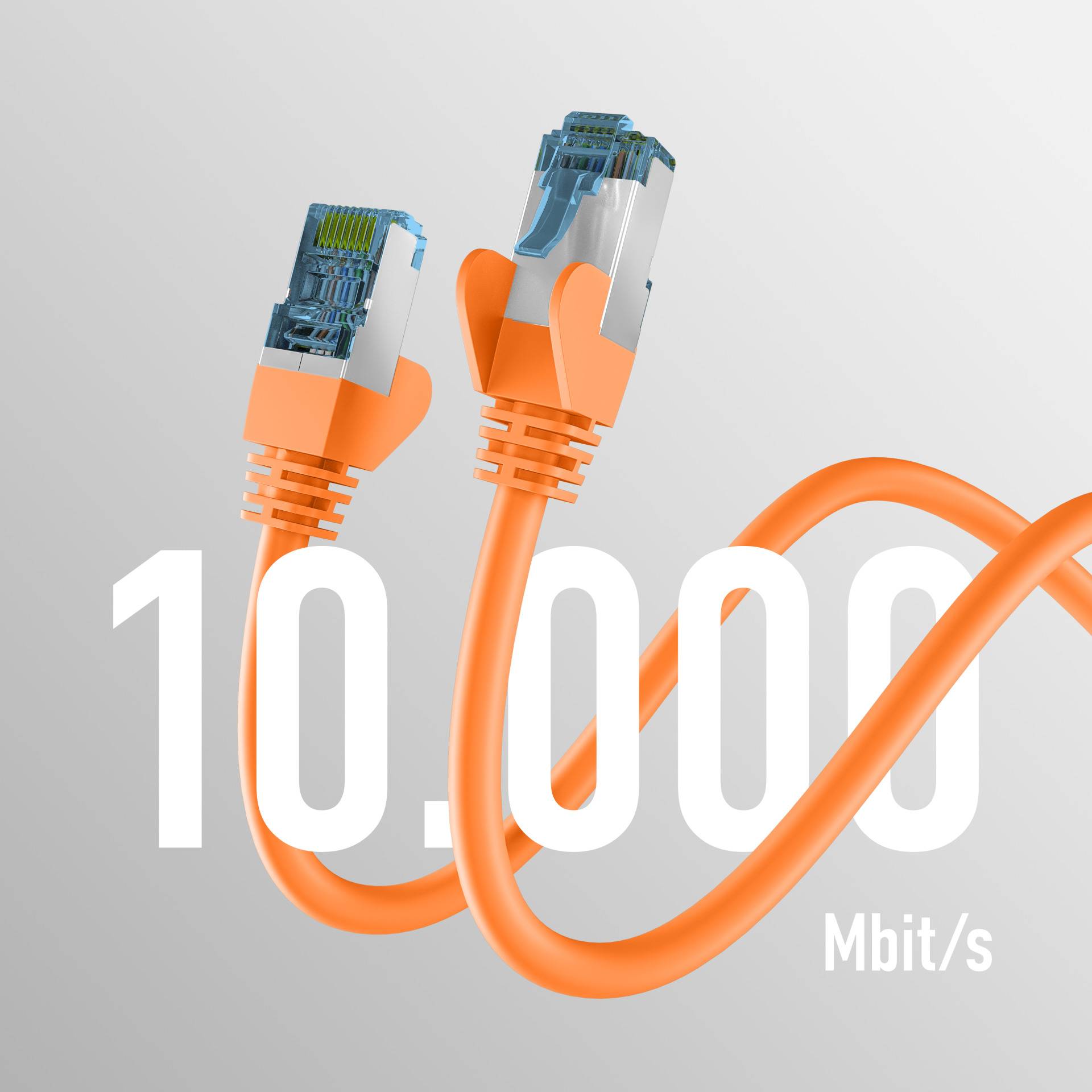 RJ45 PATCHKABEL mit CAT7 ROHKABEL ORANGE 15m, S/FTP PIMF Netzwerkkabel LAN DSL Ecommerce Patchkabel-1