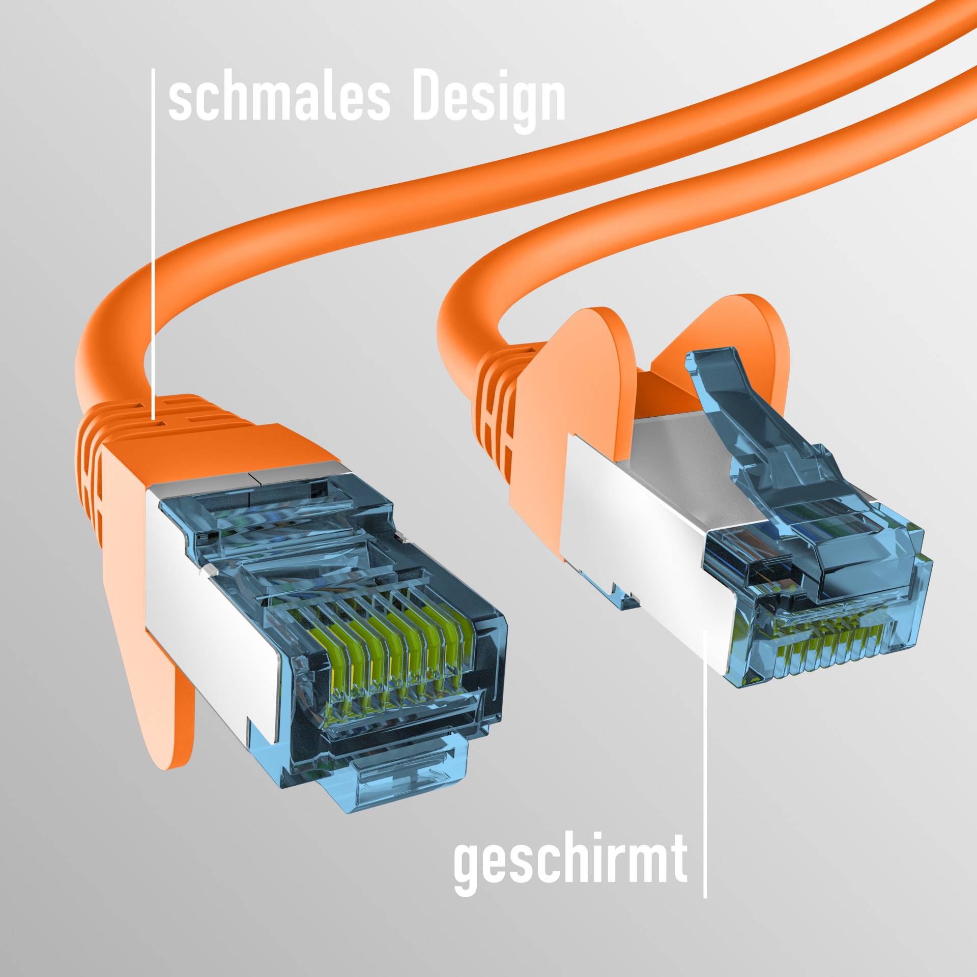 RJ45 PATCHKABEL mit CAT7 ROHKABEL ORANGE 15m, S/FTP PIMF Netzwerkkabel LAN DSL Ecommerce Patchkabel-3