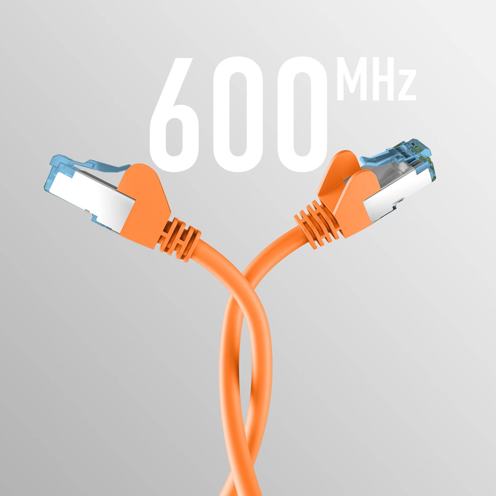 RJ45 PATCHKABEL mit CAT7 ROHKABEL ORANGE 15m, S/FTP PIMF Netzwerkkabel LAN DSL Ecommerce Patchkabel-4