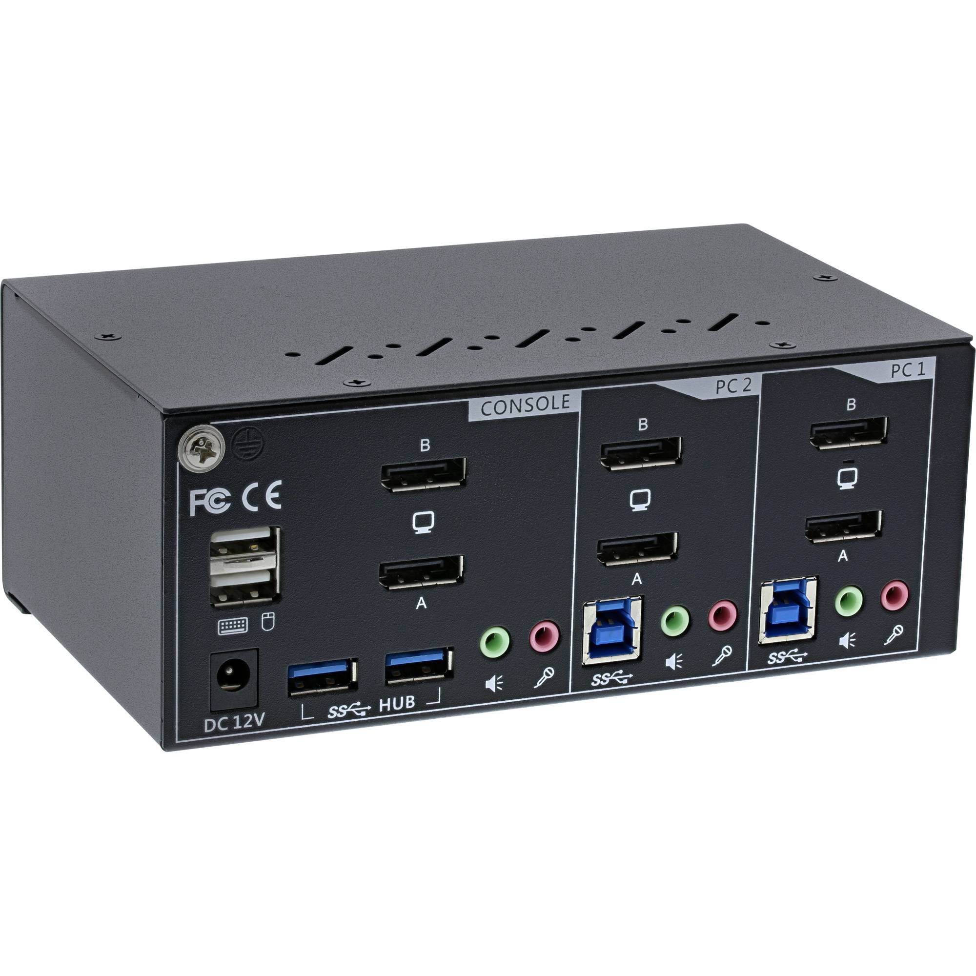 InLine® KVM Desktop Switch, 2-fach, Dual-Monitor DP 1.2, 4K, USB 3.0, Audio-1