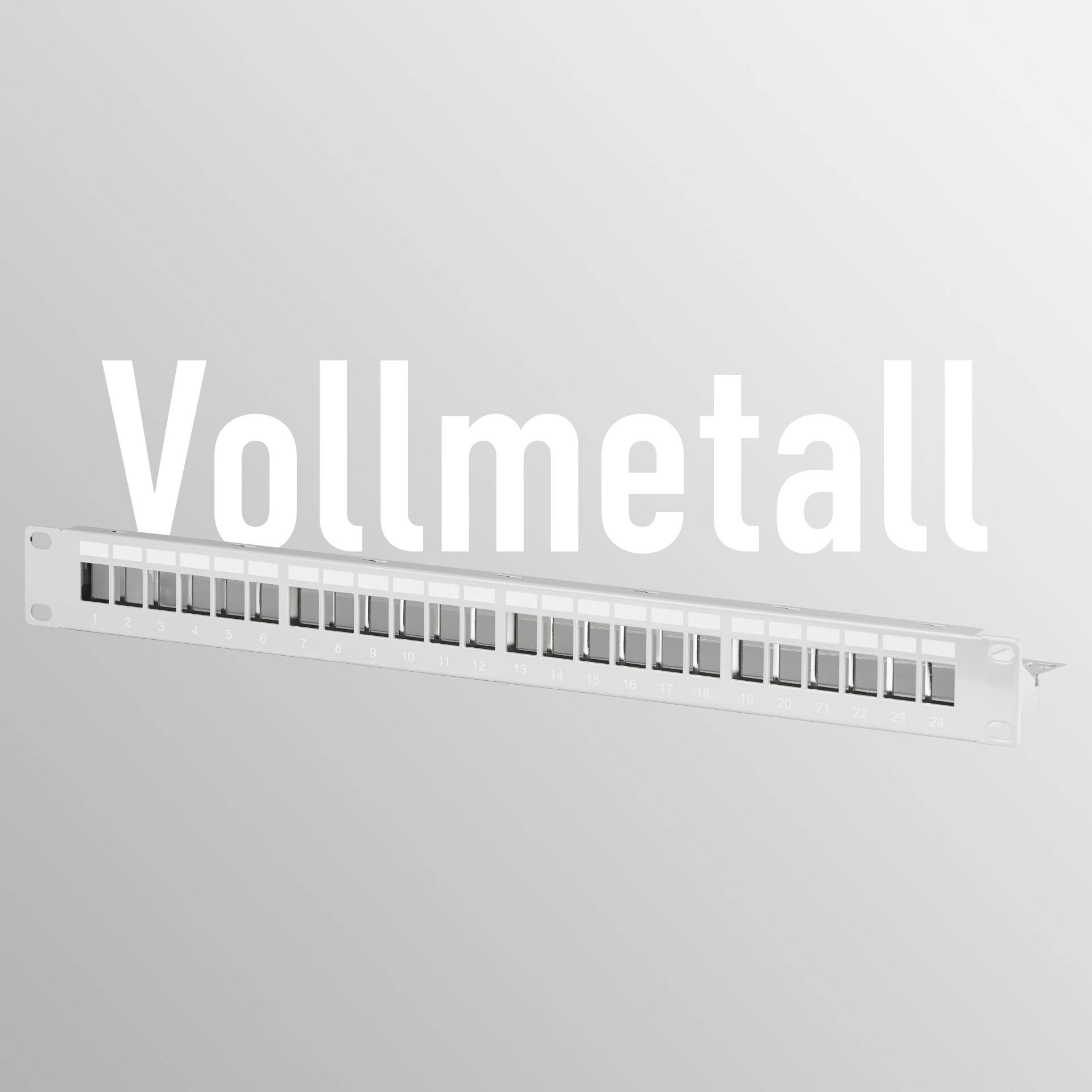 Verteilerfeld Patchpanel 19 Zoll 1HE, 24-Port, grau, ohne Keystone-1