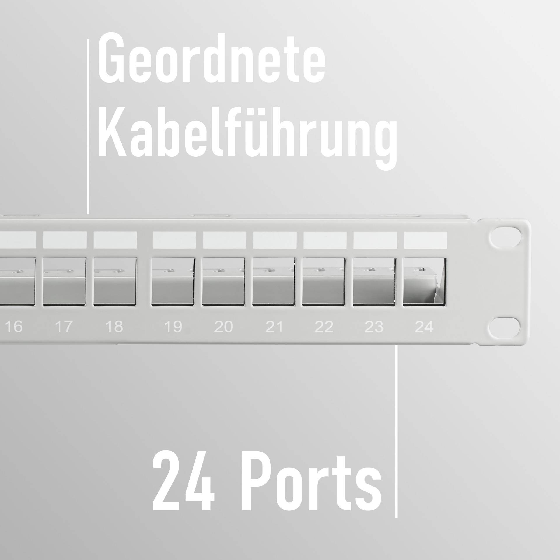 Verteilerfeld Patchpanel 19 Zoll 1HE, 24-Port, grau, ohne Keystone-3