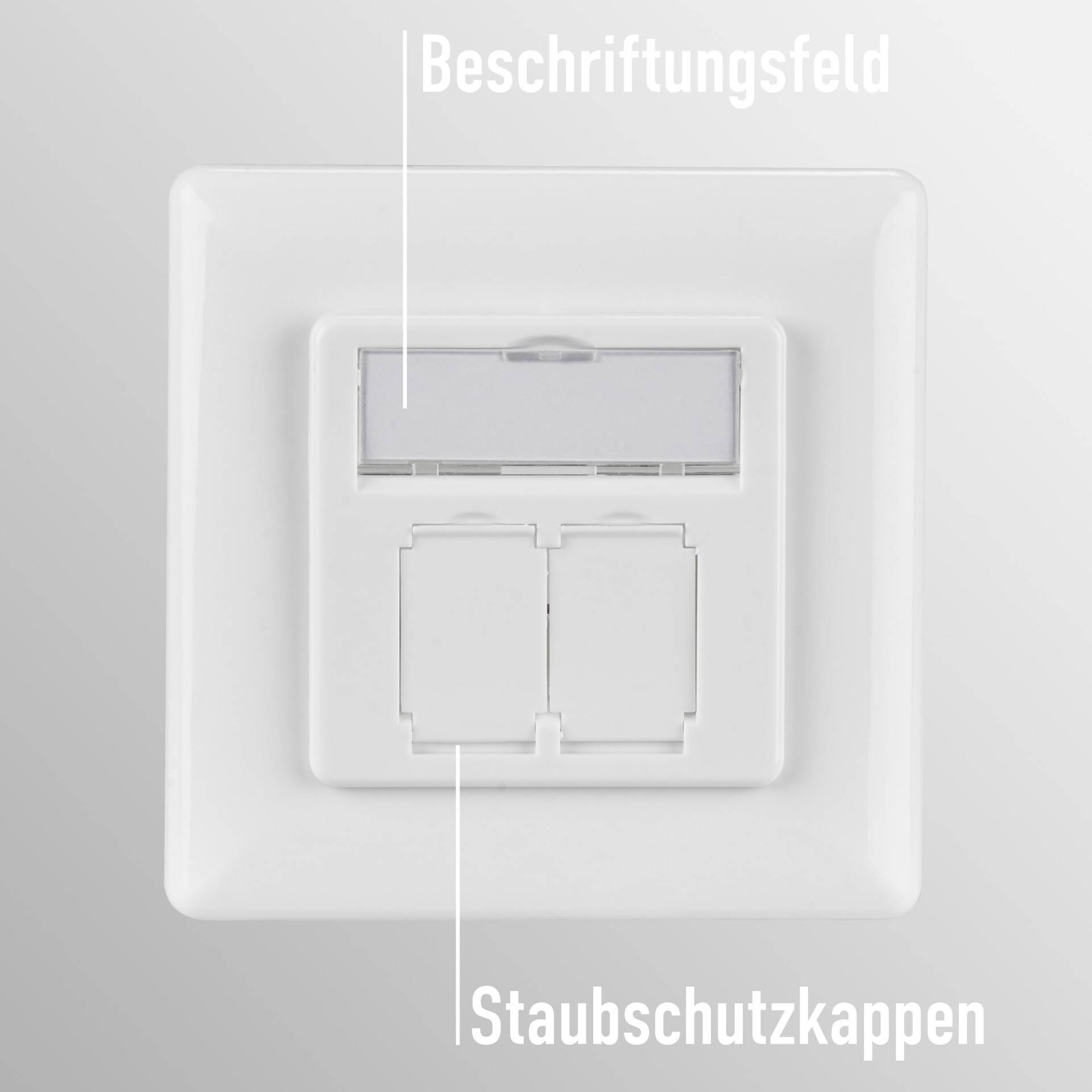 Netzwerkdose 2-fach für Keystones, Weiss, RAL 9003, ohne Keystone Ecommerce Komponenten Rahmen-3