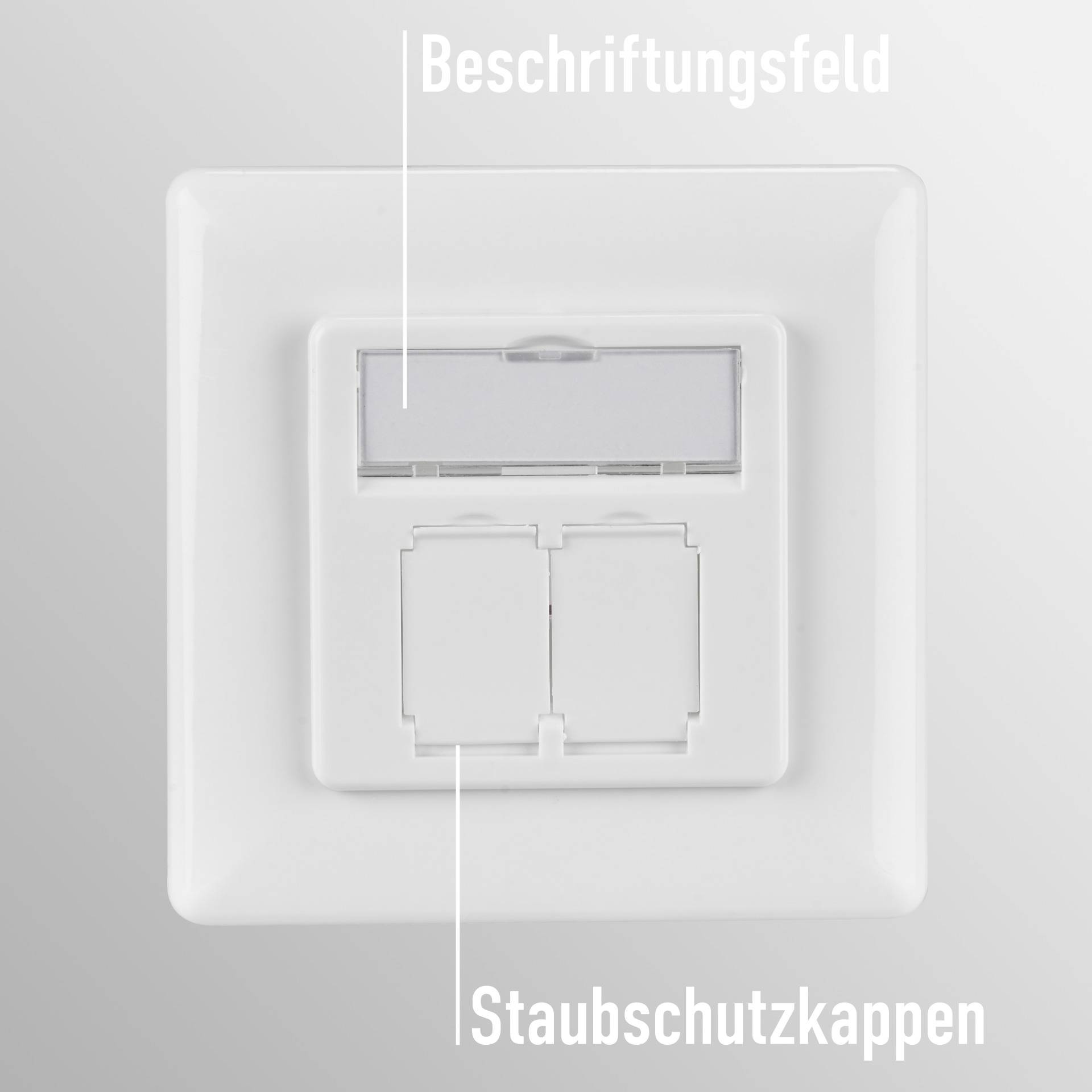 Netzwerkdose CAT6a Unterputz 2-fach RJ45, LSA+ Anschlußtechnik, Weiss Ecommerce Keystone Rahmen-5