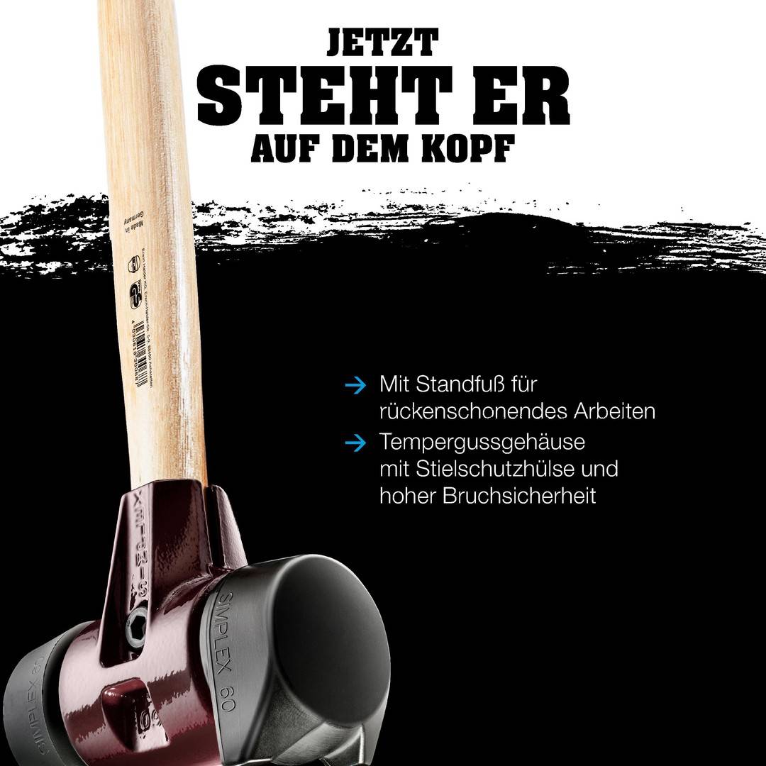 HALDER SIMPLEX Vorschlaghammer Ø 80 mm Gummi mit Standfuß und Termpergussgehäuse-1