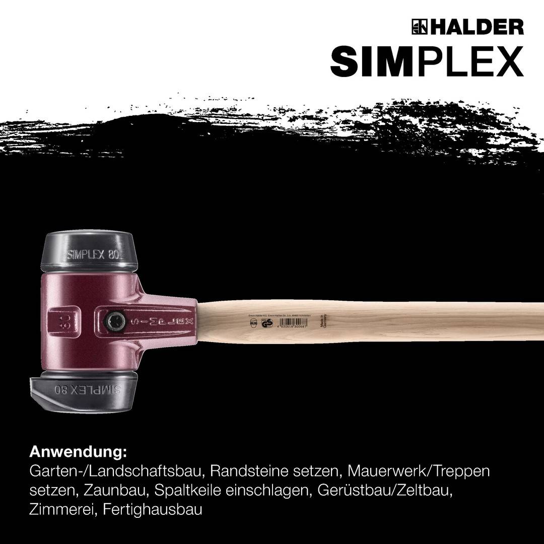 HALDER SIMPLEX Vorschlaghammer Ø 80 mm Gummi mit Standfuß und Termpergussgehäuse-3