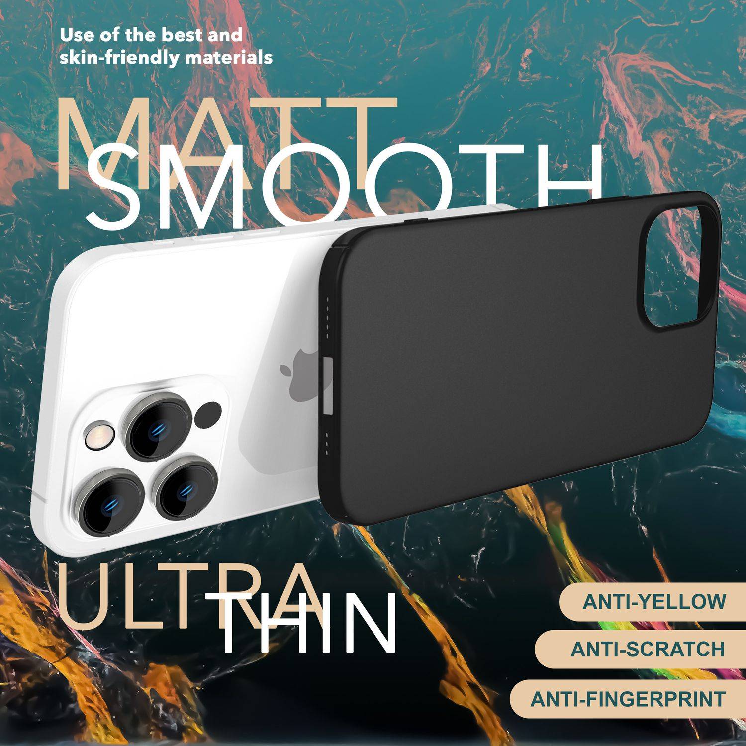 Dünne 0,5mm Hülle für iPhone 15 Pro Hard Case Ultra Slim Handyhülle Schutzhülle Schwarz-2