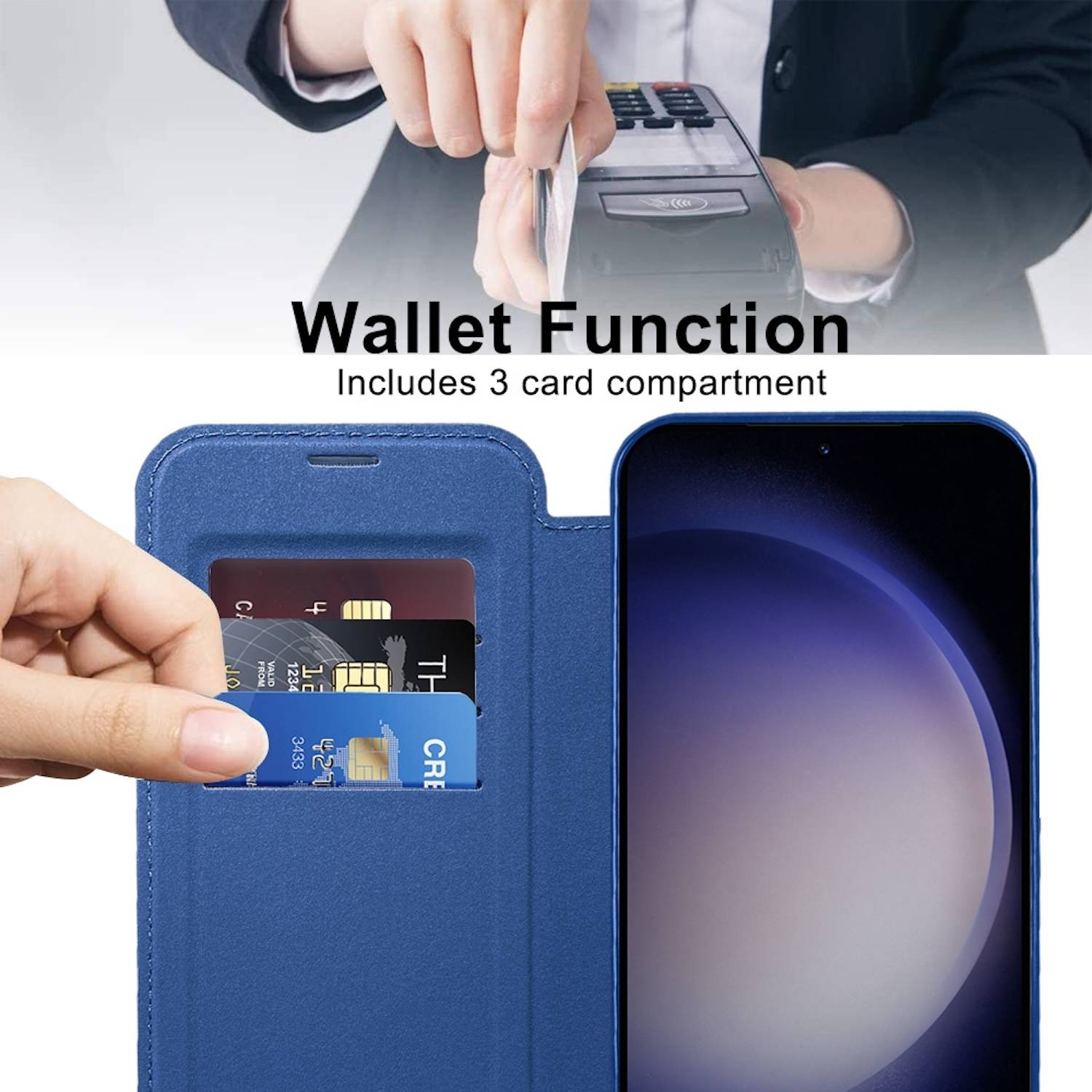 Für Samsung Galaxy S24 360 Grad Full Body Magsafe RFID Anti Datenklau Kunst Leder Hülle Tasche Smart Cover-3