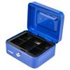 HMF Geldkassette abschließbar, Kasse mit Münzeinsatz, 5 Münzfächer, 20 x 16 x 9 cm, Blau