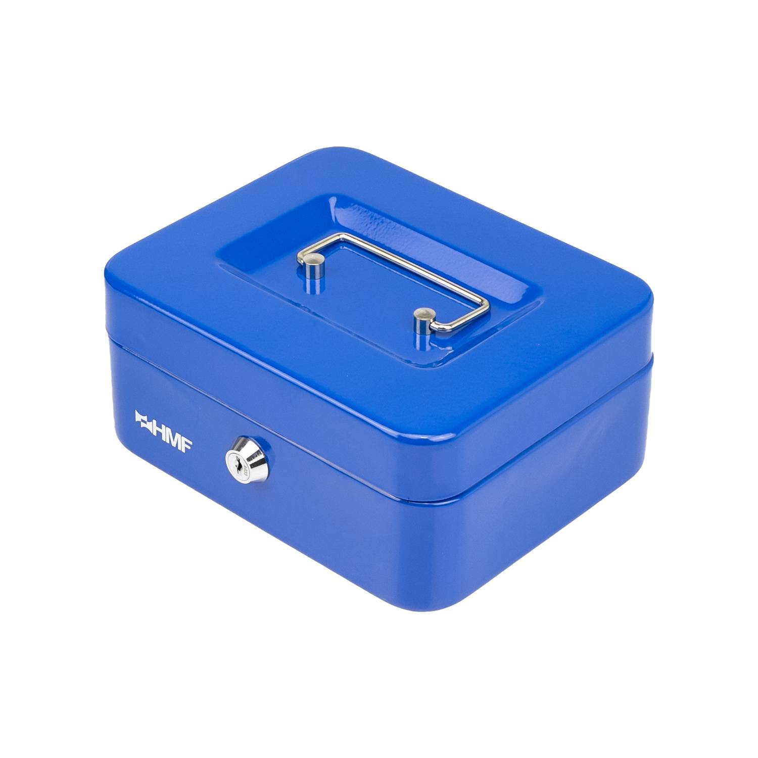 HMF Geldkassette abschließbar, Kasse mit Münzeinsatz, 5 Münzfächer, 20 x 16 x 9 cm, Blau-2