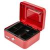 HMF Geldkassette abschließbar, Kasse mit Münzeinsatz, 5 Münzfächer, 20 x 16 x 9 cm, Rot