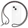Hülle mit Band für iPhone 15 Plus Handyhülle Umhängen Handy Kette Kordel Case Schwarz Bunt
