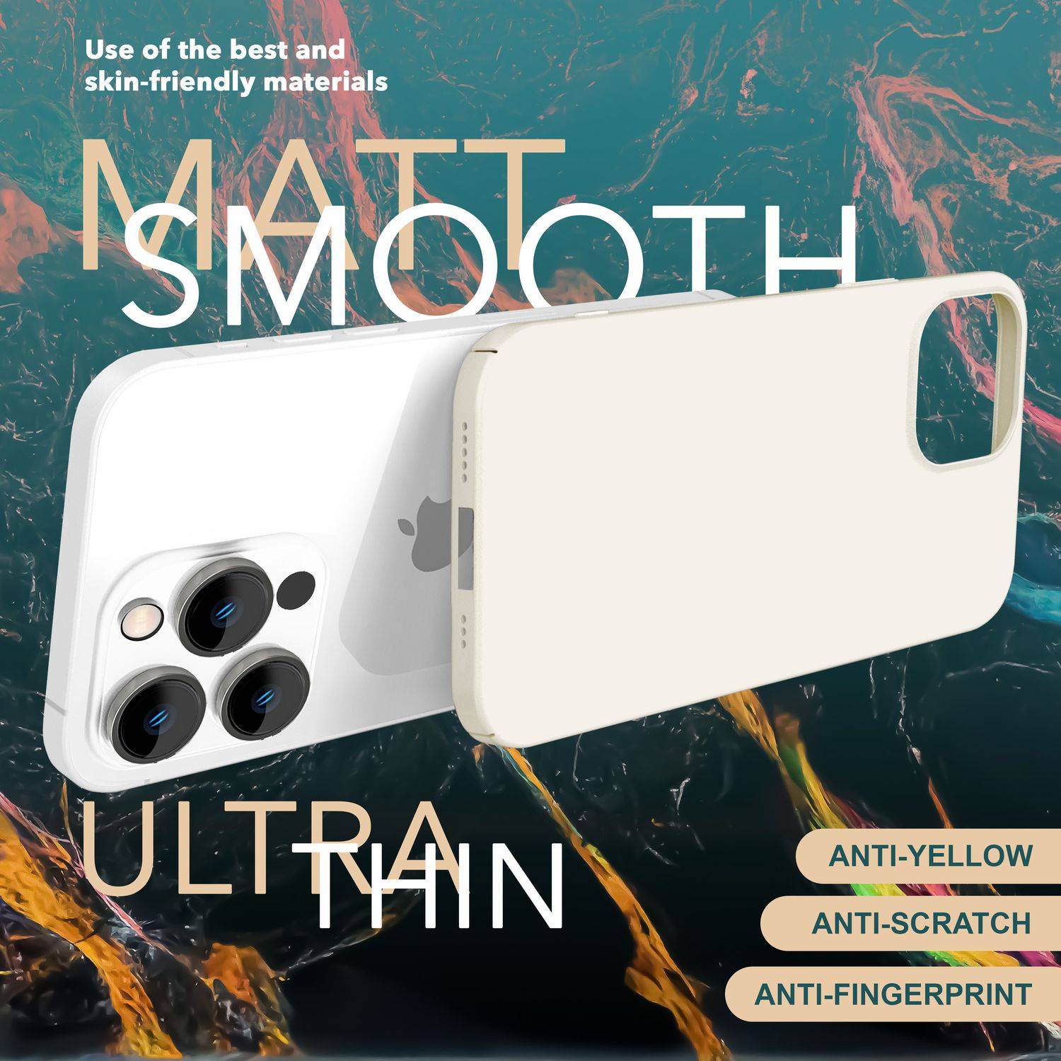 Dünne 0,5mm Hülle für iPhone 15 Pro Hard Case Ultra Slim Handyhülle Schutzhülle Creme Beige-2