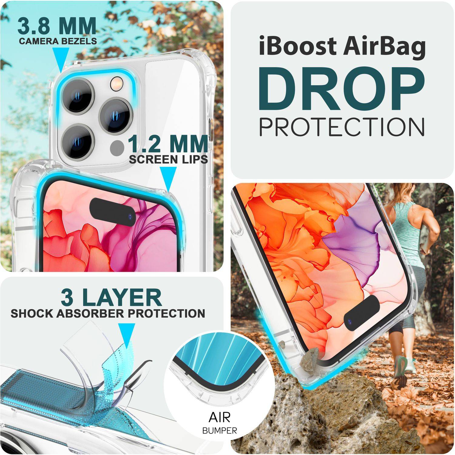 Hülle mit Band für iPhone 15 Pro Handyhülle Umhänge Case Handy Kette Kordel Seil Schwarz Bunt-1
