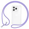 Hülle mit Band für iPhone 15 Pro Max Handyhülle Umhängen Handy Kette Case Kordel Lila
