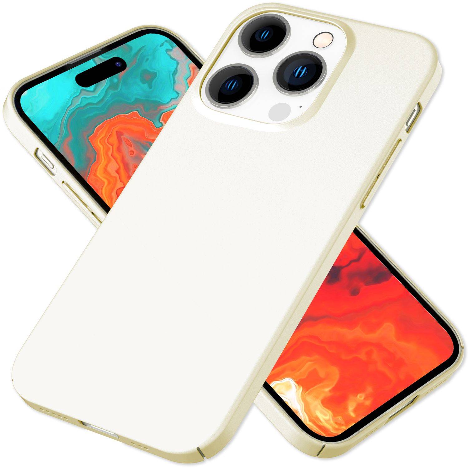 Dünne 0,5mm Hülle für iPhone 15 Pro Max Hard Case Ultra Slim Schutz Handyhülle Creme Beige-0