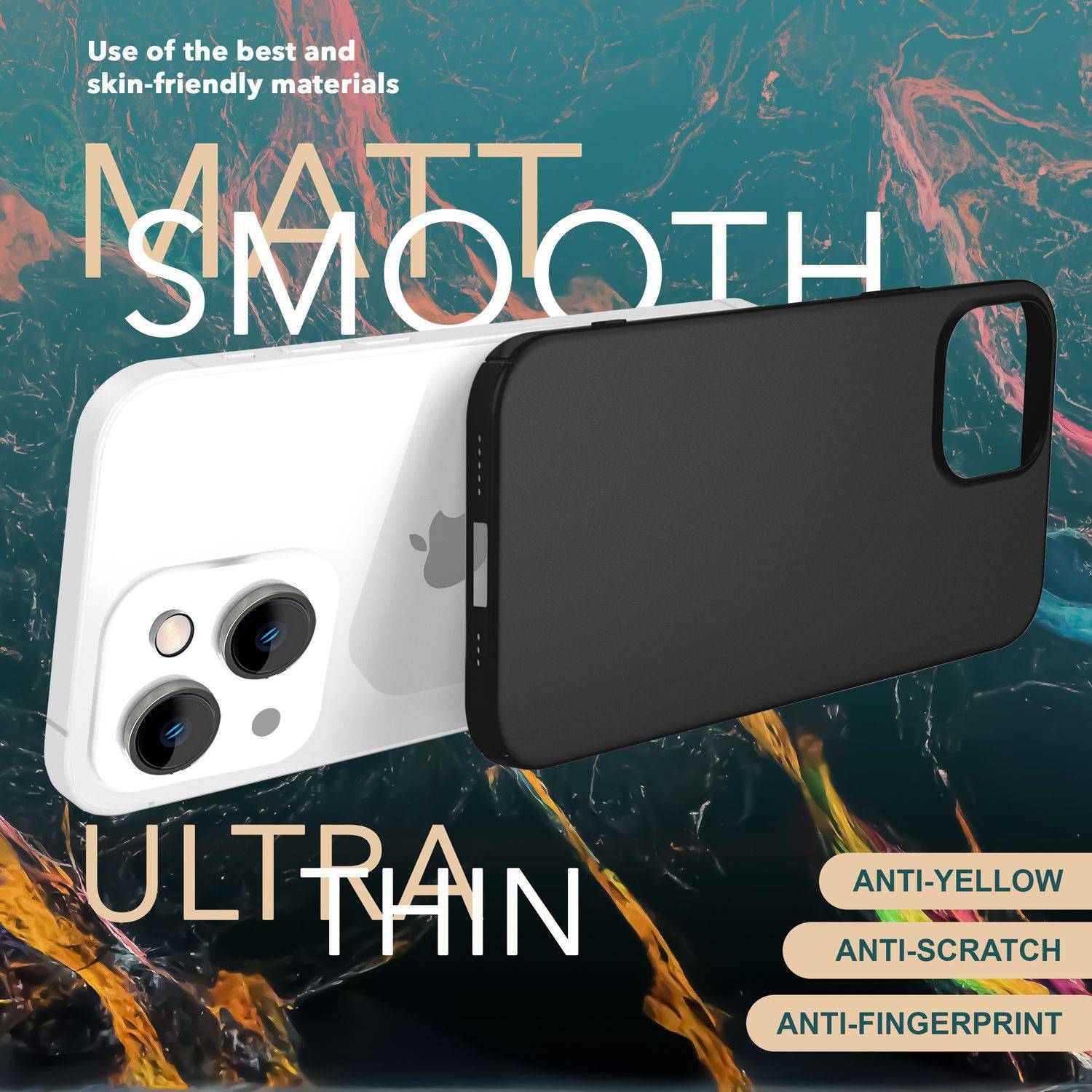 Dünne 0,5mm Hülle für iPhone 15 Plus Hard Case Ultra Slim Handyhülle Schutzhülle Schwarz-2