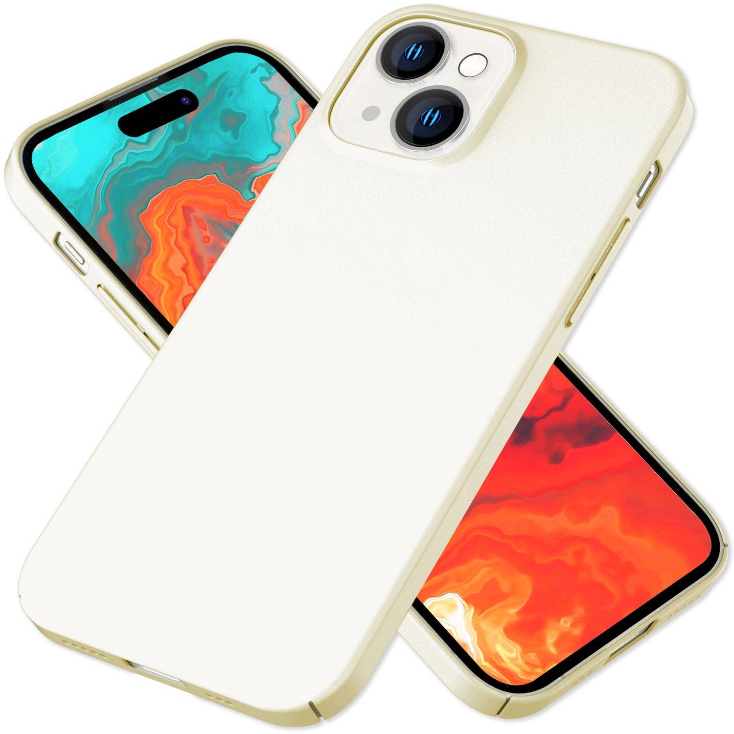 Dünne 0,5mm Hülle für iPhone 15 Hard Case Matt Ultra Slim Handyhülle Schutzhülle Creme Beige-0