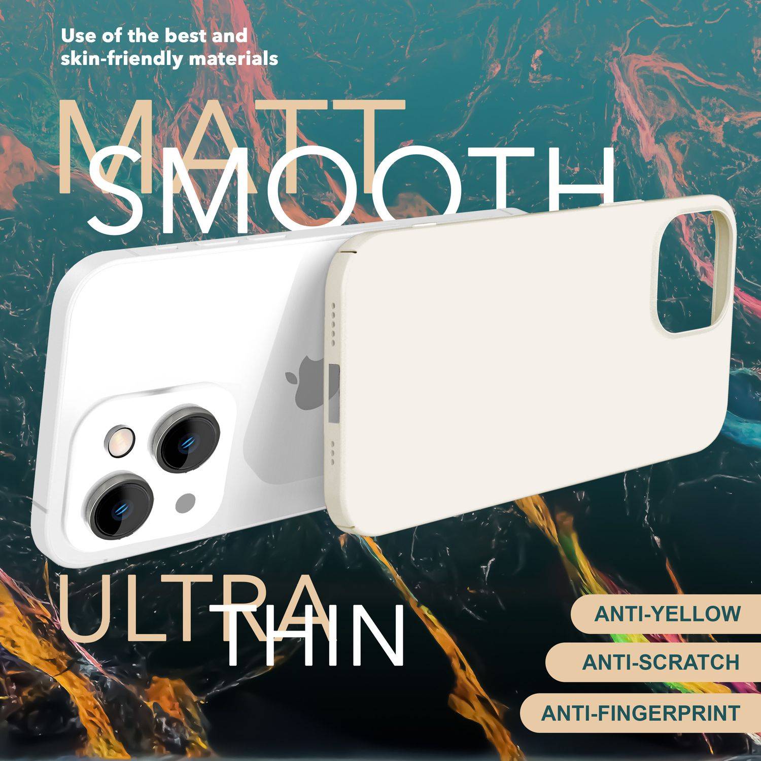 Dünne 0,5mm Hülle für iPhone 15 Hard Case Matt Ultra Slim Handyhülle Schutzhülle Creme Beige-2