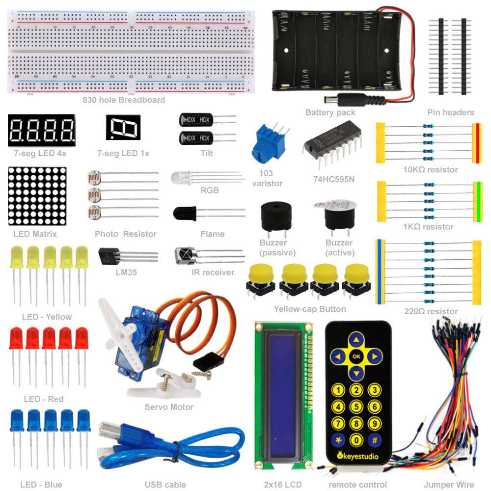 Keyestudio Basic Starter Learning Kit for Arduino (w/o UNO R3)-0