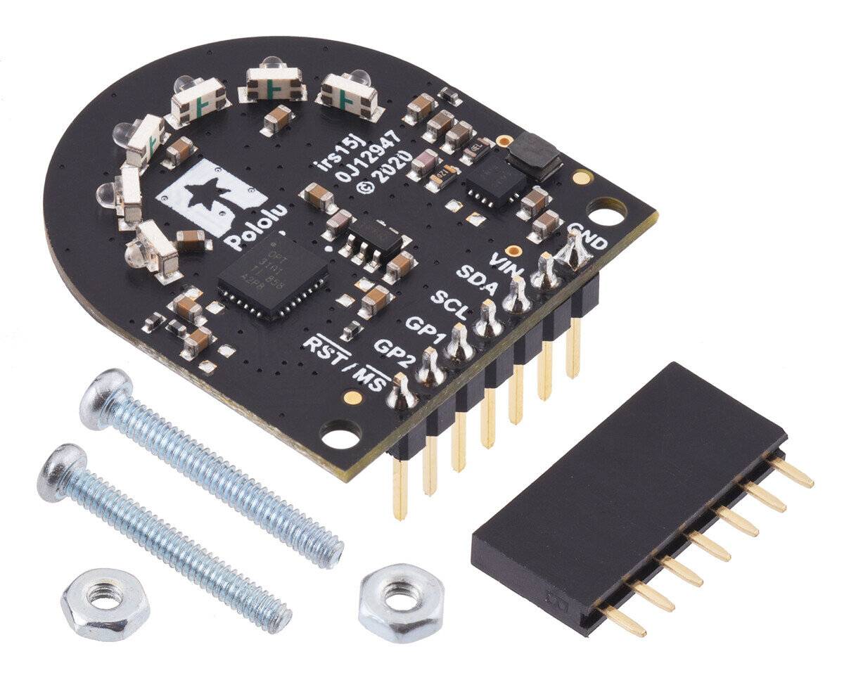 Pololu 3-Channel Wide FOV Time-of-Flight Distance Sensor for TI-RSLK MAX Using OPT3101-4