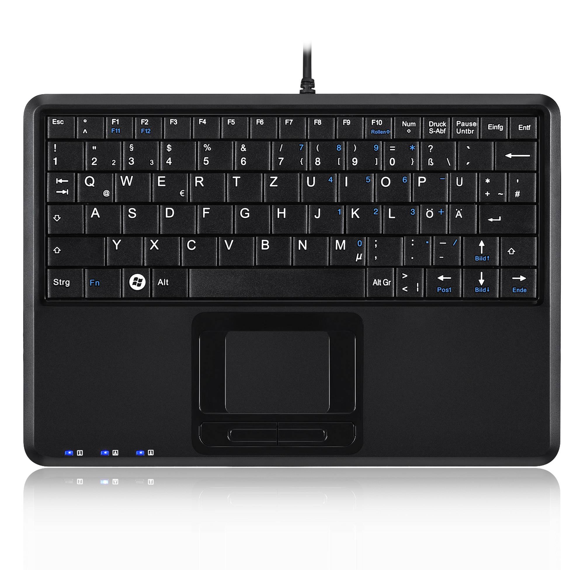 Perixx PERIBOARD-510 H PLUS ES, Mini USB-Tastatur, Touchpad, Hub, schwarz-0