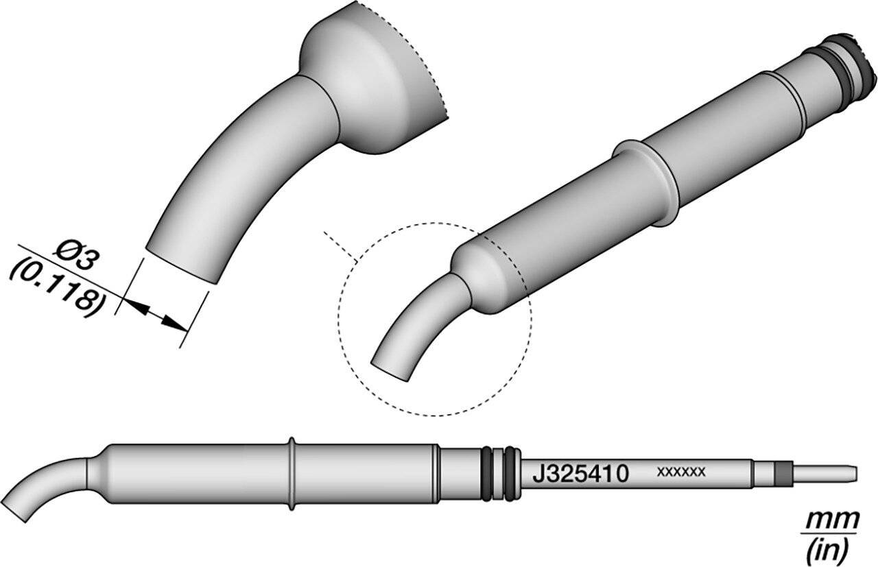 Gebogene Kartusche Ø 3 mm 45º, J325410-0