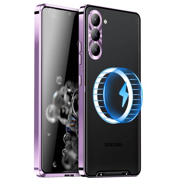 Für Samsung Galaxy S24 Magnetische Magsafe Metall Design Schutz Cover Case Lila