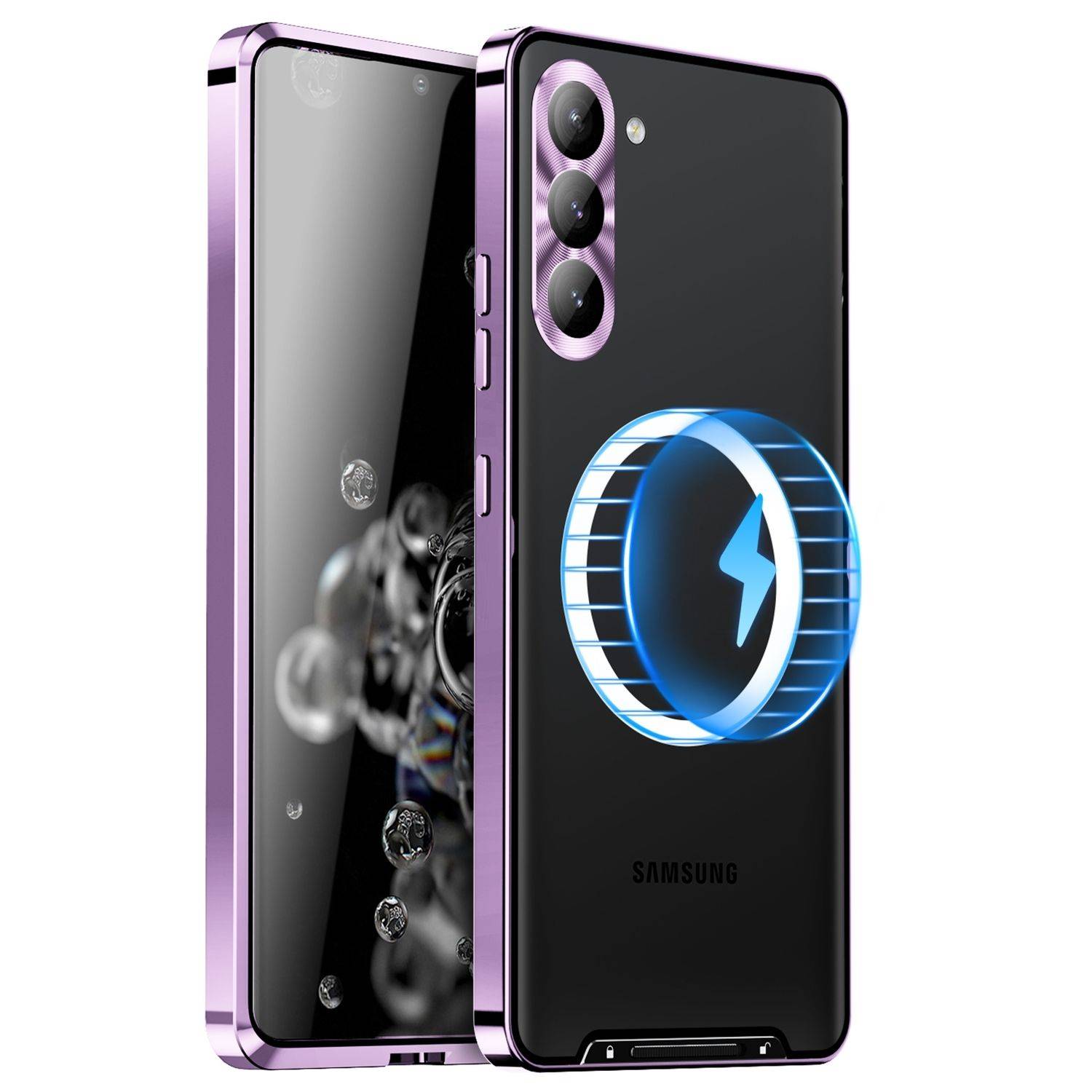 Für Samsung Galaxy S24 Magnetische Magsafe Metall Design Schutz Cover Case Lila-0