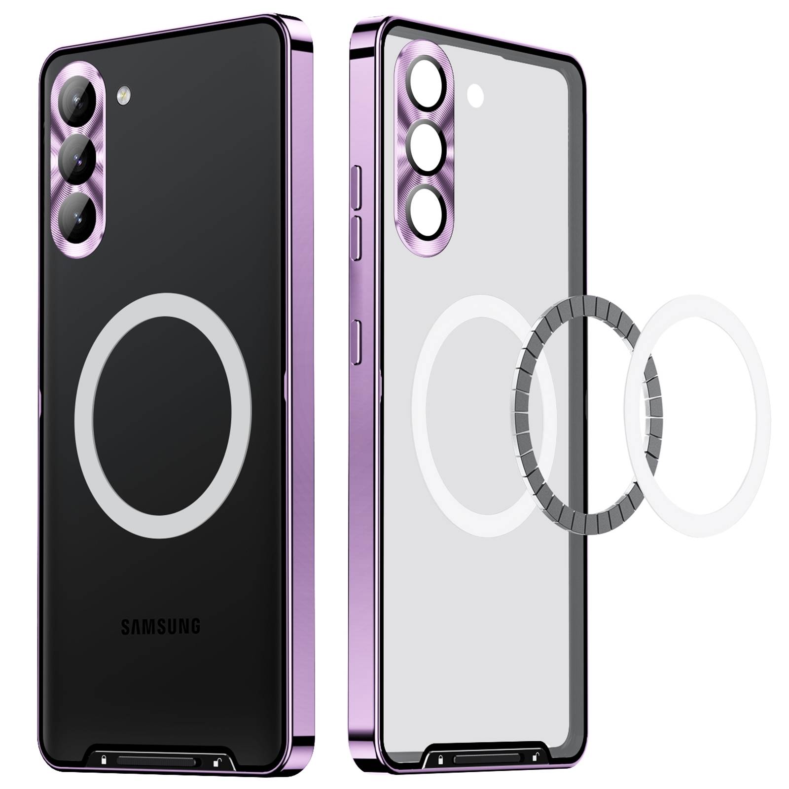 Für Samsung Galaxy S24 Magnetische Magsafe Metall Design Schutz Cover Case Lila-1