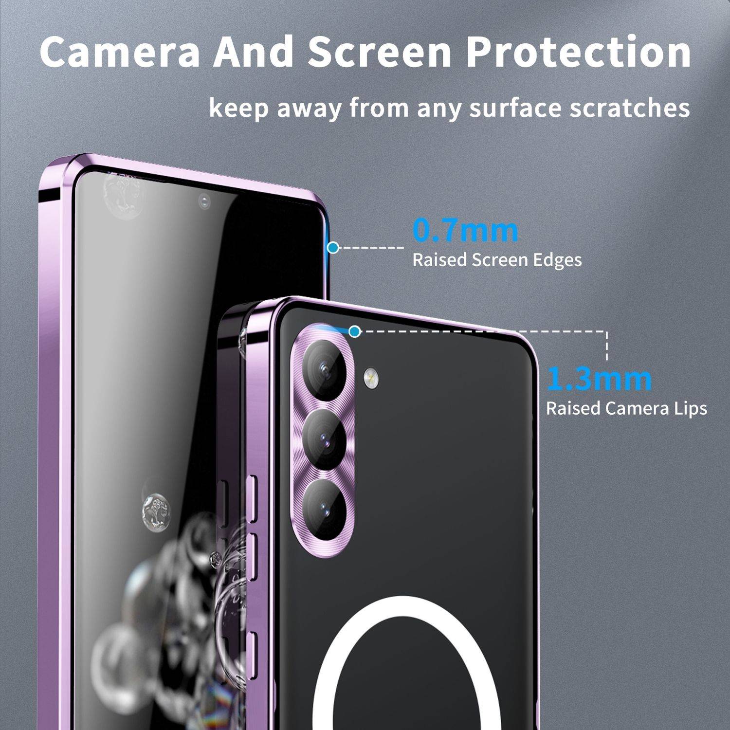 Für Samsung Galaxy S24 Magnetische Magsafe Metall Design Schutz Cover Case Lila-4
