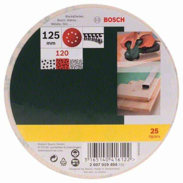 Bosch - Schleifpapier - 25 Stücke - Scheibe - Körnung: 120-1