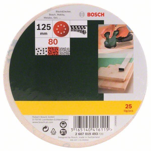 Schleifblatt-Set für Exzenterschleifer, 8 Löcher, 125 mm, K 80, 25er-Pack-1