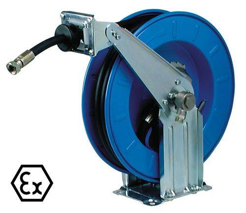 Automatischer Schlauchaufroller, für ATEX-Zonen, aus Stahlblech, Schlauchlänge 15 m, DN 12-0