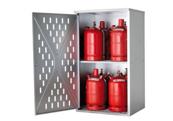 asecos Gasflaschenschrank für 10 x 11 kg oder 4 x 33 kg Gasflaschen, 1-flügelige Tür, verzinkt