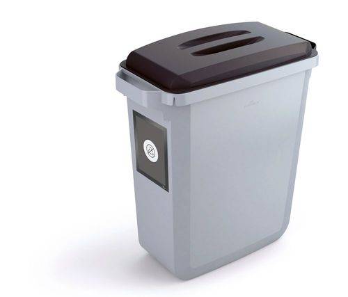 Wertstoffsammler aus Polyethylen (PE), 60 Liter, grau, schwarzer Deckel, mit Info-Rahmen-0