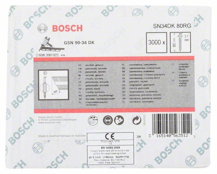 Streifennagel SN34DK 80RG 3000-tlg.Schaft-D.3,1mm L.80mm D-Kopf verzinkt gerillt-1