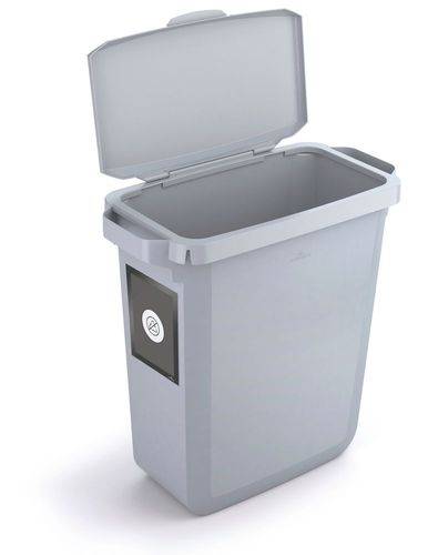Wertstoffsammler aus Polyethylen (PE), 60 Liter, grau, grauer Klappdeckel, mit Info-Rahmen-0