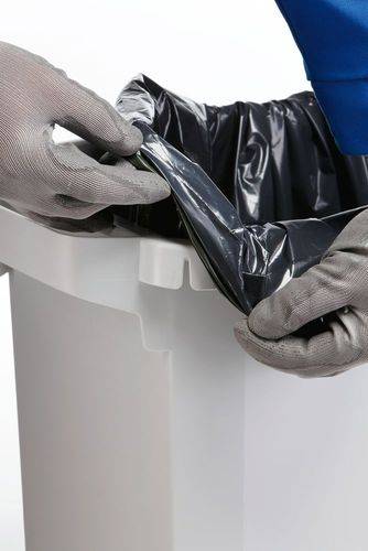 Wertstoffsammler aus Polyethylen (PE), 60 Liter, grau, grauer Klappdeckel, mit Info-Rahmen-3