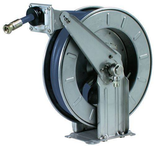 Automatischer Schlauchaufroller, für Hygienebereiche, aus Edelstahl, Schlauchlänge 8 m, DN 12-0