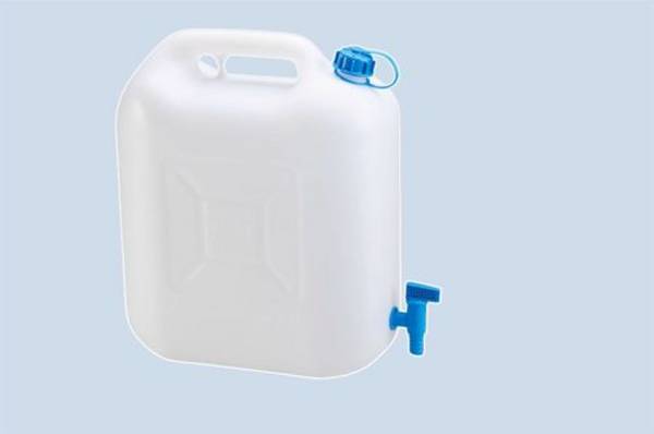Wasserkanister ECO, 22 l ,naturfarbend, mit fest montierter Ablasshahn, VE = 3 Stück